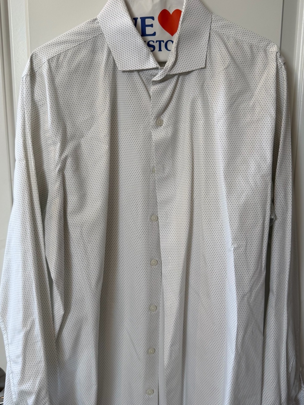 EXPRESS Men's White Micro-Pattern Dress Shirt